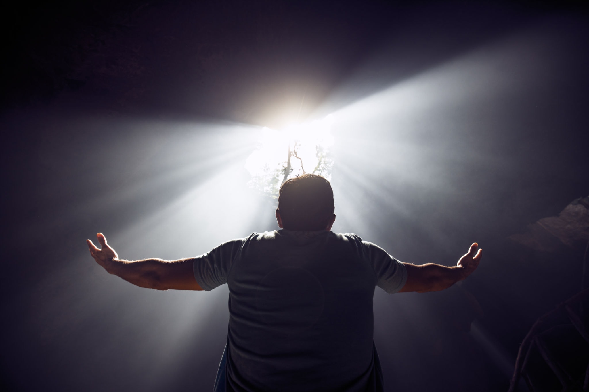 Glowing spiritual light silhouette